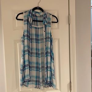 Plaid button up tank top